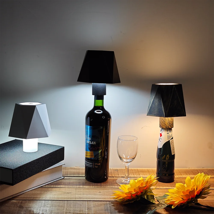 Enchanting Wine Bottle Lamp: Rechargeable LED Table Lamp for Bar, Cafe, and Home Ambiance