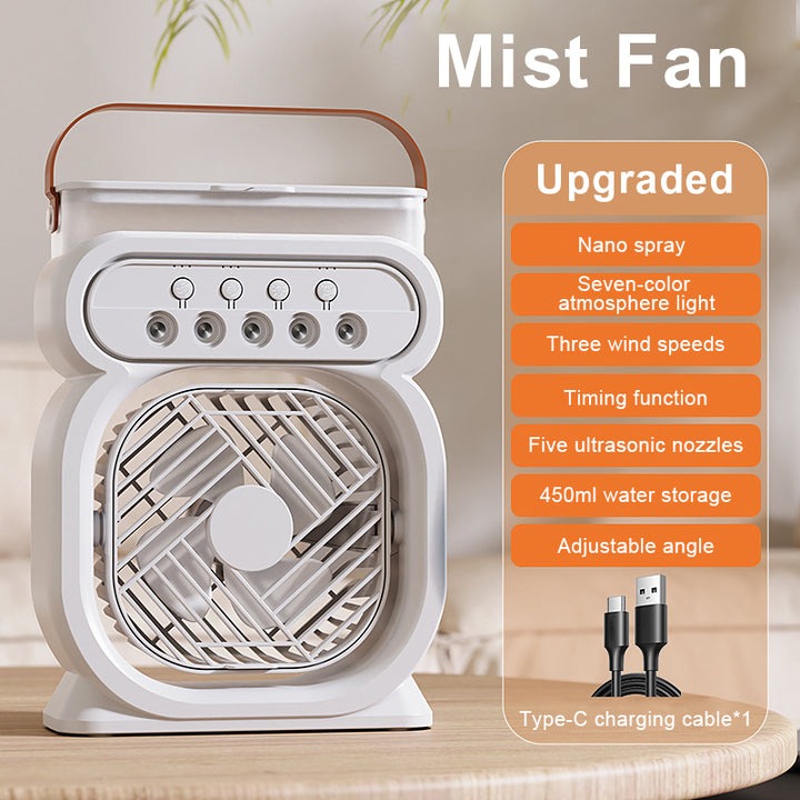 Experience Ultimate Comfort: Portable 7-Color LED Night Light Air Humidifier & Mini Cooler Fan - Your Personal Oasis Anywhere!