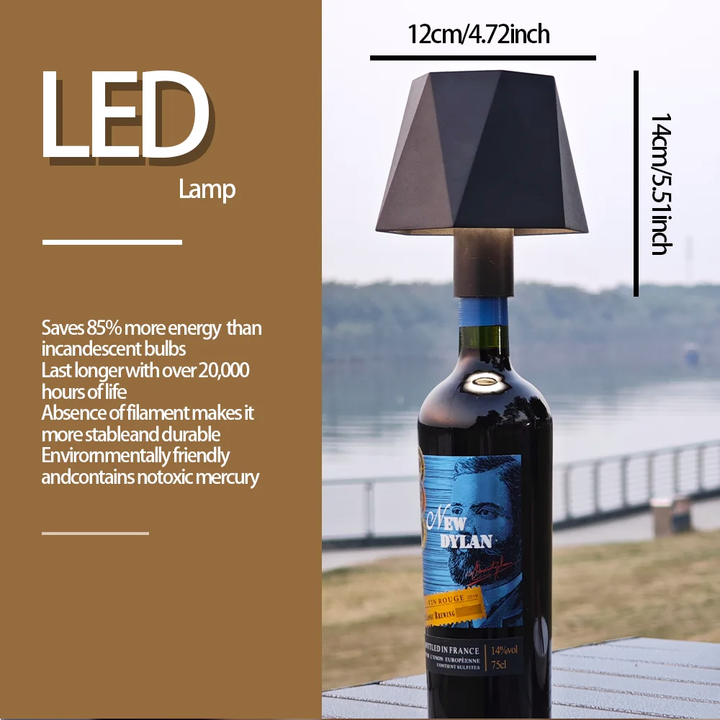 Enchanting Wine Bottle Lamp: Rechargeable LED Table Lamp for Bar, Cafe, and Home Ambiance