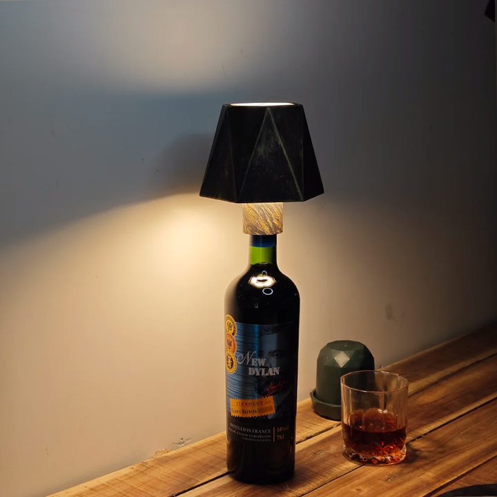 Enchanting Wine Bottle Lamp: Rechargeable LED Table Lamp for Bar, Cafe, and Home Ambiance